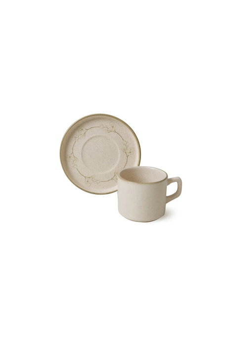 Hermia Juego de tazas de té y platillos de 12 piezas color crema